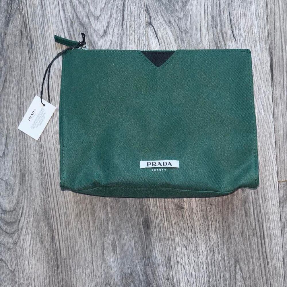 Prada Beauty Forest Green Cosmetic Case NWT